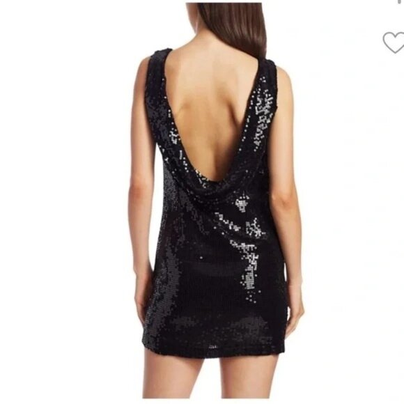 Alice Olivia Womens Dress Size 6 Black Kamryn Sequin Cowl Back Mini New - Picture 8 of 9